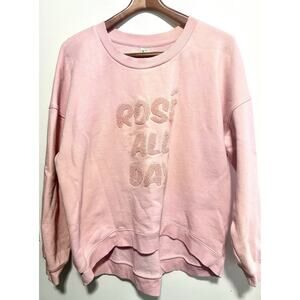 Soft Green Tea Women's Hi Low Sweatshirt Pink Rose All Day size Oversized XXL